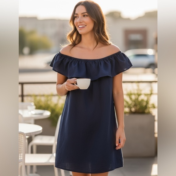 Tommy Bahama Dresses & Skirts - Tommy Bahama Navy Off-Shoulder Mini Dress